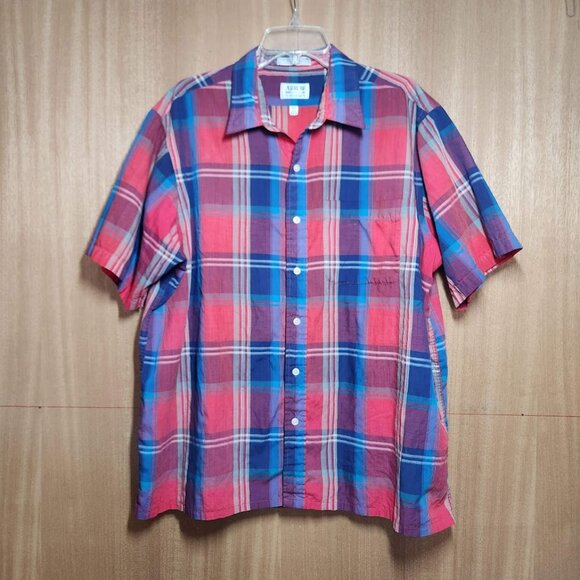 Arrow Sport Size XL Extra Large Short Sleeve Red Paid Shirt Button up Down - Picture 4 of 5